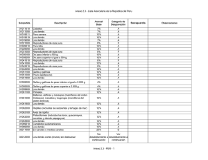 Tariff Schedule of Peru