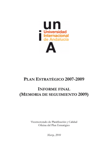 PLAN ESTRATÉGICO 2007-2009 INFORME FINAL (MEMORIA DE