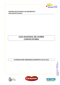 Convocatoria Liga Nacional Clubes 2015-2016