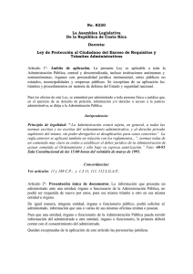 No. 8220 La Asamblea Legislativa De la República de Costa Rica