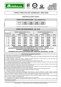 tarifa precios de hormigon año-2008 instrucción "eh91"