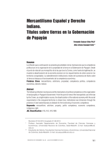 Mercantilismo Español y Derecho Indiano. Títulos sobre tierras en la