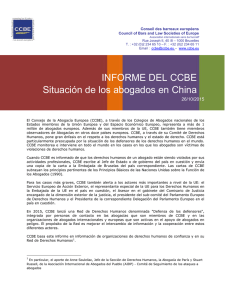 INFORME DEL CCBE Situación de los abogados en China