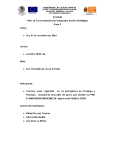 Taller de caracterización micro regional y análisis estratégico.