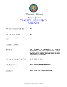 Proyecto de Ley No. 29 - Asamblea Nacional de Panamá