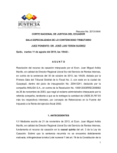 Recurso No. 2013-0444 CORTE NACIONAL DE JUSTICIA DEL