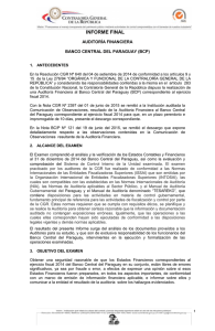Informe Final Res. CGR Nº 640/2014, Banco Central del Paraguay