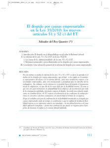 El despido por causas empresariales en la Ley 35/2010: los nuevos