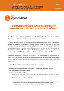 Informe Especial sobre Aumento de Capital por compensación de