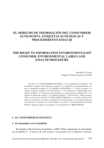 el derecho de inFormación del consumidor ecoloGista. etiQuetas