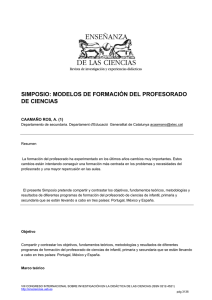 simposio: modelos de formación del profesorado de ciencias