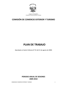 Plan de Trabajo de la Comisión de Comercio Exterior y Turismo