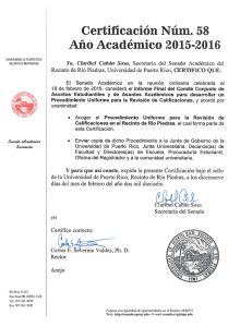 Certificación Núm. 58, año académico 2015