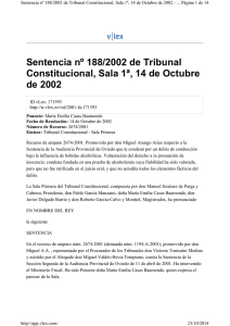 Sentencia nº 188/2002 de Tribunal Constitucional, Sala 1ª, 14 de