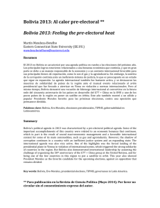 Bolivia 2013: Al calor pre-‐electoral ** Bolivia 2013