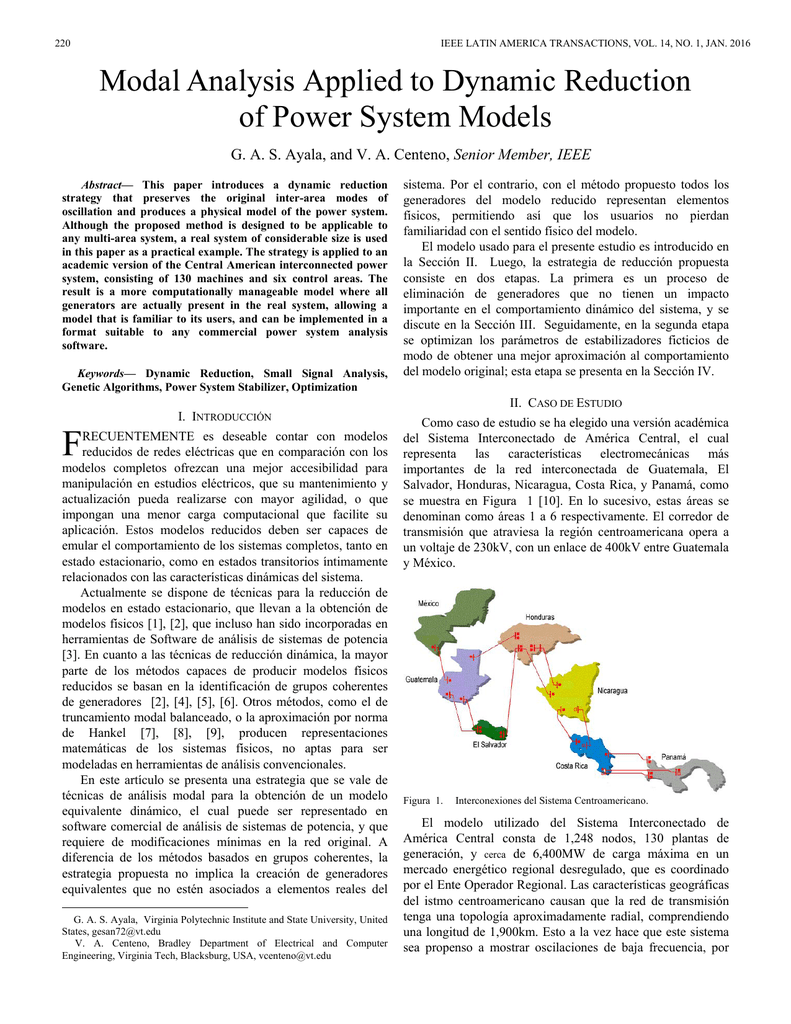 Modal Analysis Applied To Dynamic Reduction Of Power System