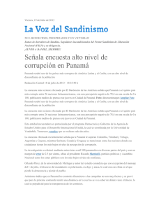 Señala encuesta alto nivel de corrupción en Panamá