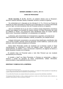 1 BORDER ASSEMBLY S. DE RL DE CV AVISO DE PRIVACIDAD1