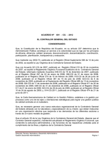 Acuerdo 001 - CG - 2012 Estatuto Organico de Gestion por