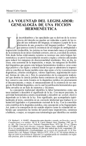 LA VOLUNTAD DEL LEGISLADOR: GENEALOGÍA DE UNA