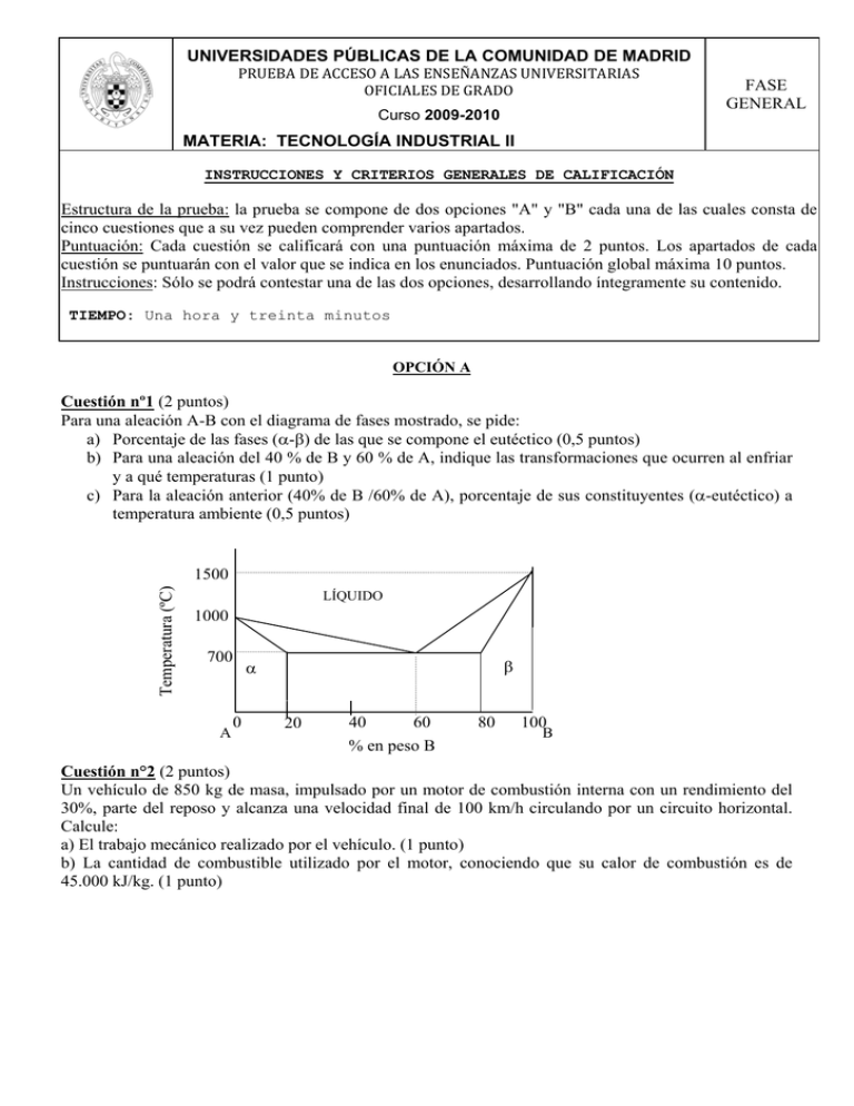 Química Optativa.- Cou.- Pruebas Acceso A La Universidad