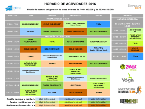 HORARIO DE ACTIVIDADES 2016