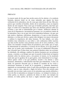 DEL ORIGEN Y NATURALEZA DE LOS AFECTOS PREFACIO La