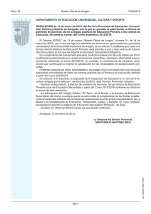 RESOLUCIÓN de 13 de enero de 2015, del Servicio Provincial de