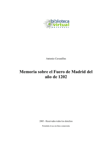 Memoria sobre el Fuero de Madrid del año de 1202