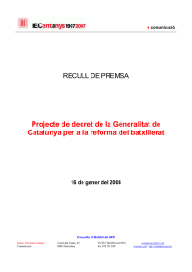 Projecte de decret de la Generalitat de Catalunya per a la reforma