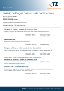 Tarifario de Cargos Portuarios de Contenedores