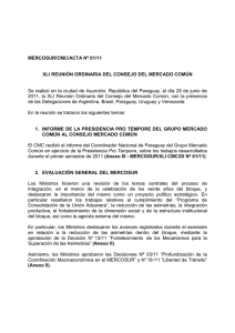 MERCOSUR/CMC/ACTA Nº 01/11 XLI REUNIÓN ORDINARIA DEL