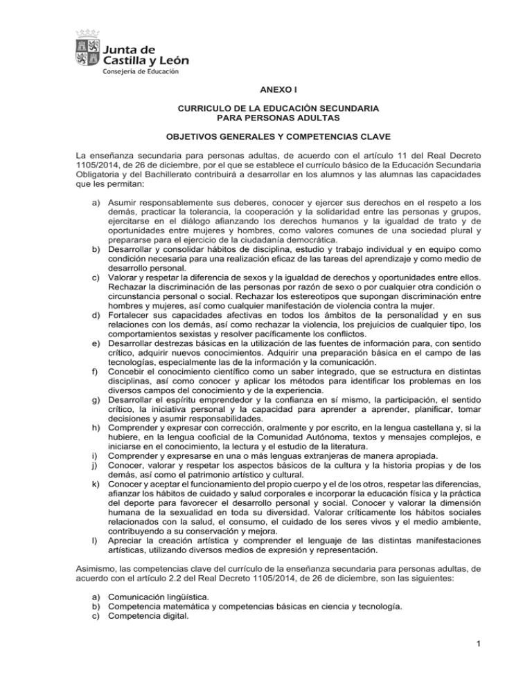 Anexo I Junta de Castilla y León Anexo I Junta de Castilla y León
