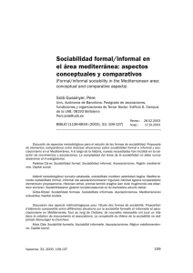 Sociabilidad formal / informal en el área mediterránea: aspectos