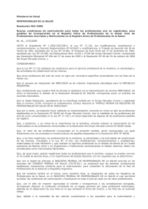 Ministerio de Salud PROFESIONALES DE LA SALUD Resolución