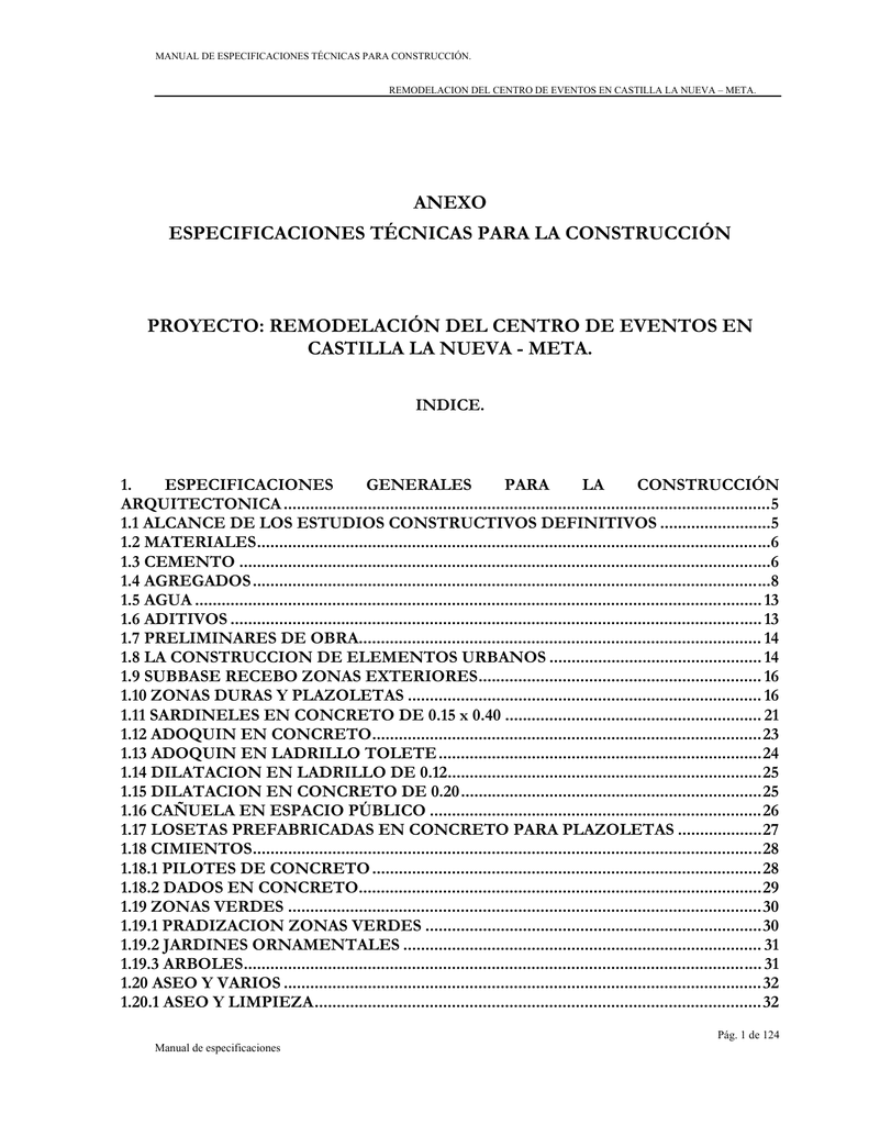 ESPECIFICACIONES TÉCNICAS DE DISEÑO Y CONSTRUCCIÓN