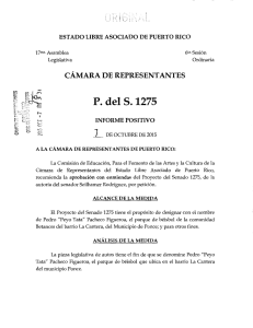 P. del S. 1275 - Cámara de Representantes