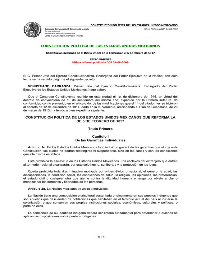 Constitución Política de los Estados Unidos Mexicanos