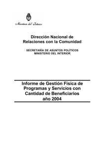 Informe de Gestión Física de Programas y Servicios con Cantidad