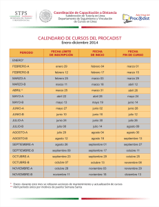 calendario cursos PROCADIST 2014