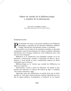 Libro: "El objeto de estudio de la bibliotecología/documentación