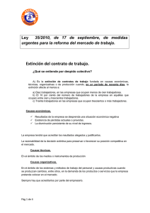 ley 35-2010 Extinción contrato trabajo