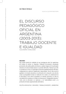 el discurso pedagógico oficial en argentina (2003-2013