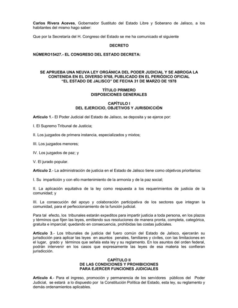 Ley Orgánica del Poder Judicial Ley Orgánica del Poder Judicial