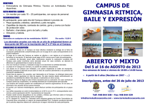 Folleto Campus Gimnasia Rítmica, Baile y Expresión 2013