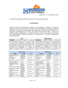 Página 1 de 2 México, D. F., a 17 de abril de 2015. La Comisión