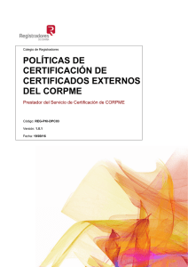 políticas de certificación de certificados externos del corpme