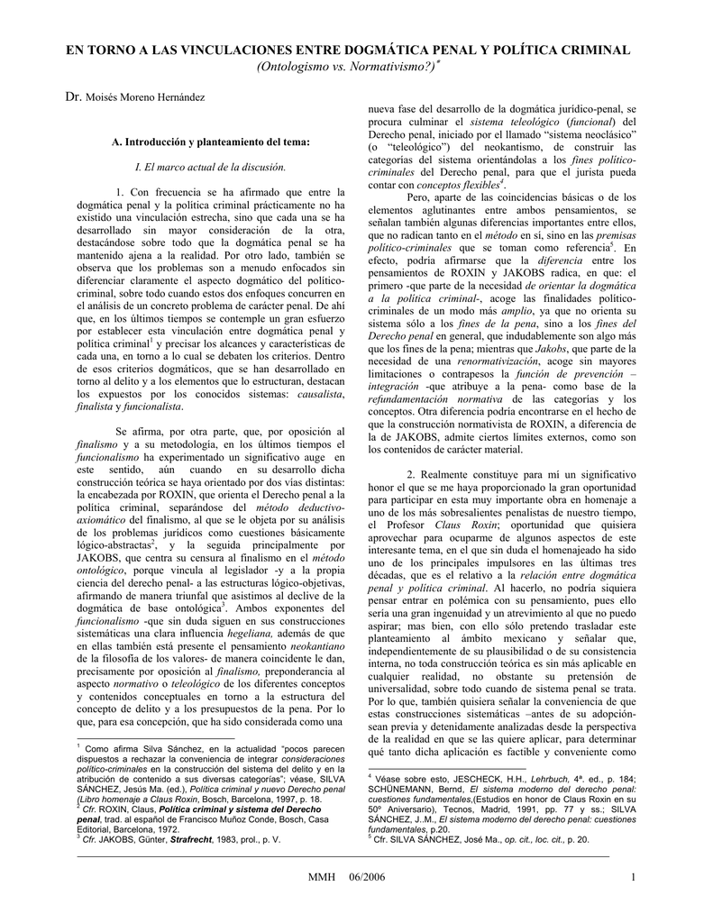 En torno a las vinculaciones entre dogmática penal y política criminal