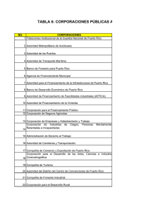tabla 6: corporaciones públicas adscritas a departamentos y agencias
