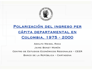 Polarización del ingreso per cápita departamental en Colombia, 1975